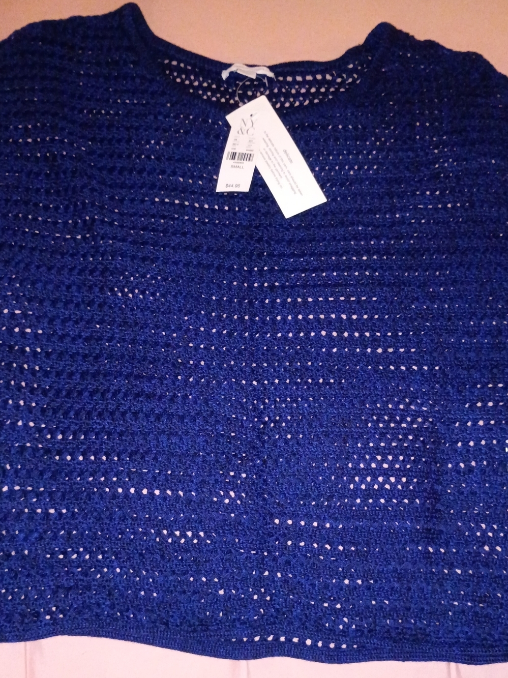 New York & Company Open-Knit Royal Blue Scoop Neck Sleeveless Sweater